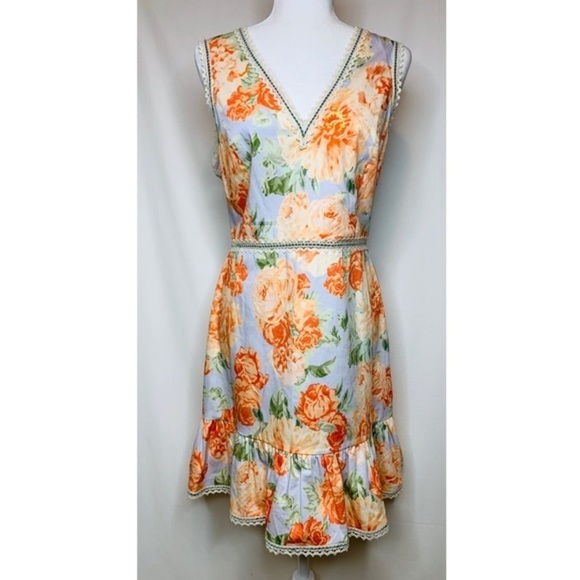NWT Alice + Olive orange floral ruffle dress 12 - Picture 4 of 8